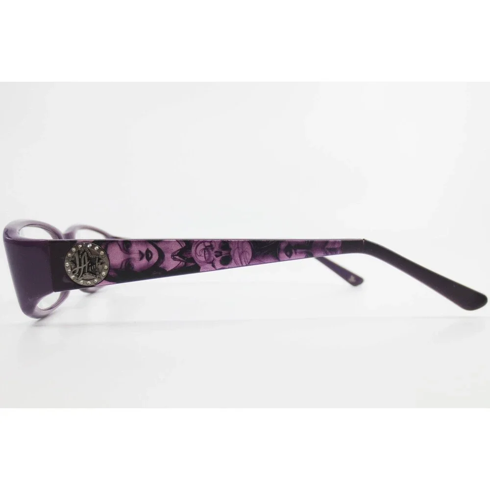 LA Ink LI-005 Purple Eyeglasses Frames Tattoo Graphic Rhinestone Skull 52-17-135
